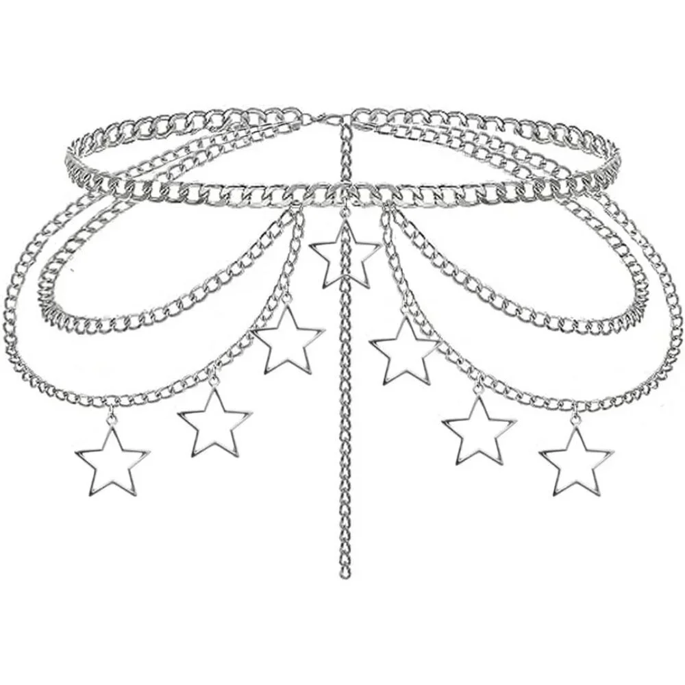 Star Waist Chain Belt Gothic Crossover Body Belly Tassel Women Girls